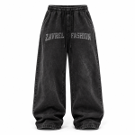 Acid-Washed Black Wide-Leg Sweatpants