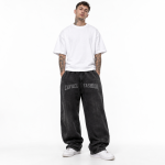 Acid-Washed Black Wide-Leg Sweatpants