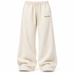 Cream Relaxed Wide-Leg Sweatpants
