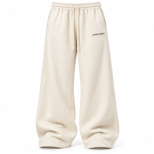 Cream Relaxed Wide-Leg Sweatpants