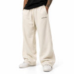 Cream Relaxed Wide-Leg Sweatpants