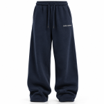 Navy Heavyweight Wide-Leg Joggers