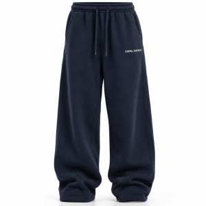 Navy Heavyweight Wide-Leg Joggers