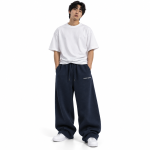 Navy Heavyweight Wide-Leg Joggers